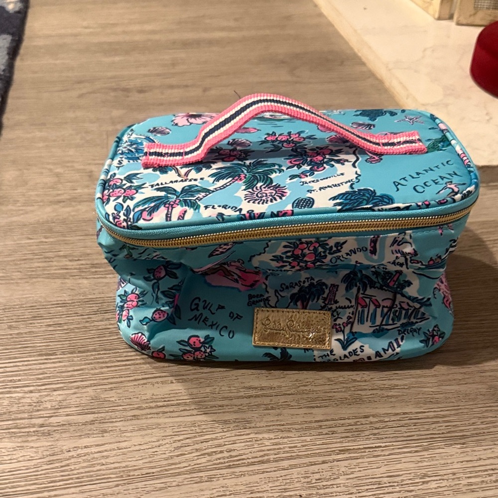 Lily Blue Floral Travel Cosmetic Bag - Picture 2 of 7